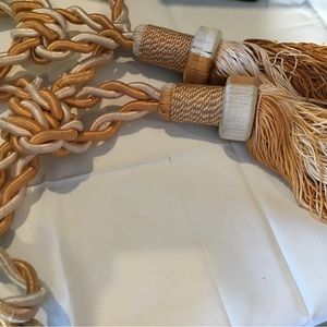 Tassels. Extra long. Orange/cream. Pair